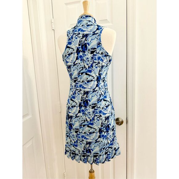 Tzu Tzu Womens Blue Abstract Splatter Print Shiloh Golf Dress Size Medium - Picture 5 of 8